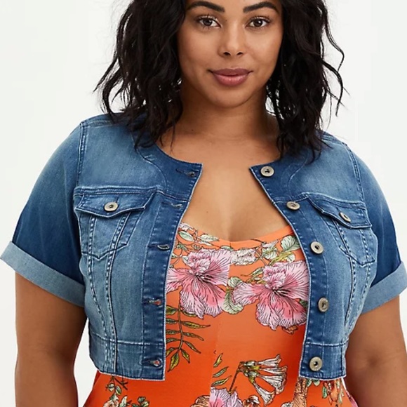 Nwt Torrid Blue Cropped Denim Jacket 4x 